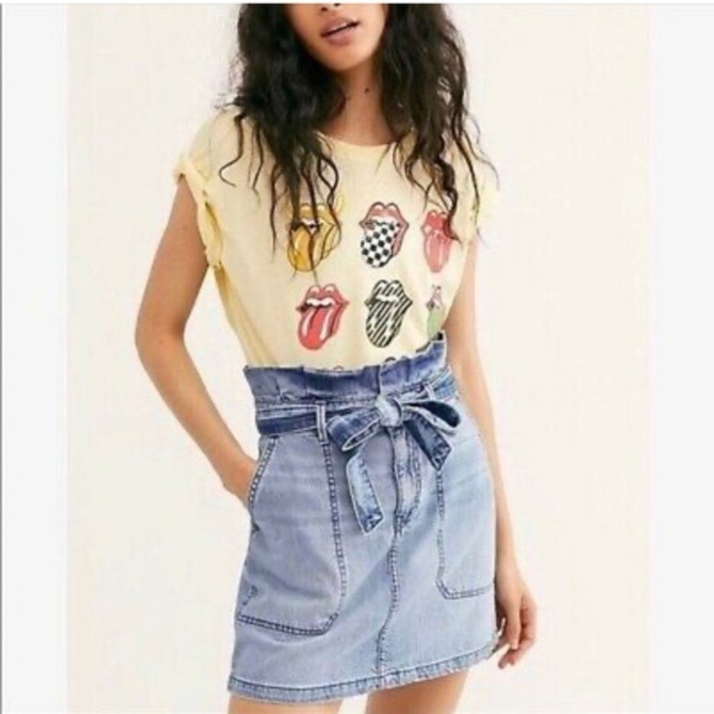 FREE PEOPLE 'Splendor' Paperbag Waist Denim Skirt